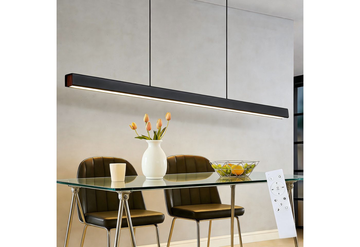 ZMH Pendelleuchte LED Esstisch Pendelleuchten Schwarz Esszimmer 108CM/148 CM Dimmbar, LED fest integriert, 3000-6500K, Höhenverstellbar Hängeleuchte mit Fernbedienung Hängelampe Wohnzimmer Bild 5