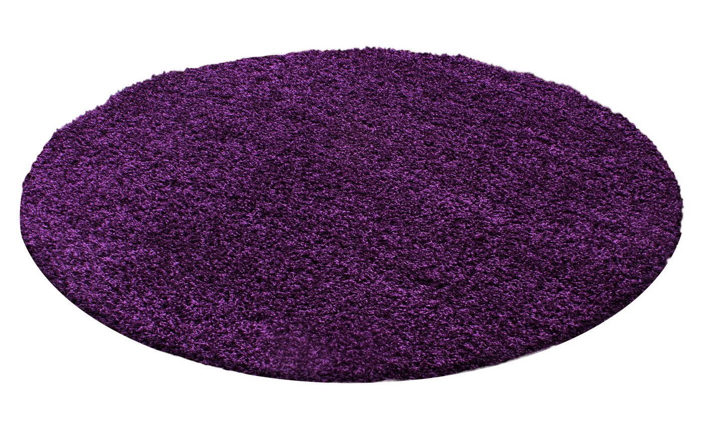 KADIMA DESIGN Teppich Shaggy Hochflorteppich Wohnzimmer Läufer Rund Waschbar RHEIN, Rund, Höhe: 32 mm, Handwäsche, Rücken aus Jute, Gekettelt, 48500 Points/m2, 80x80cm Bild 3