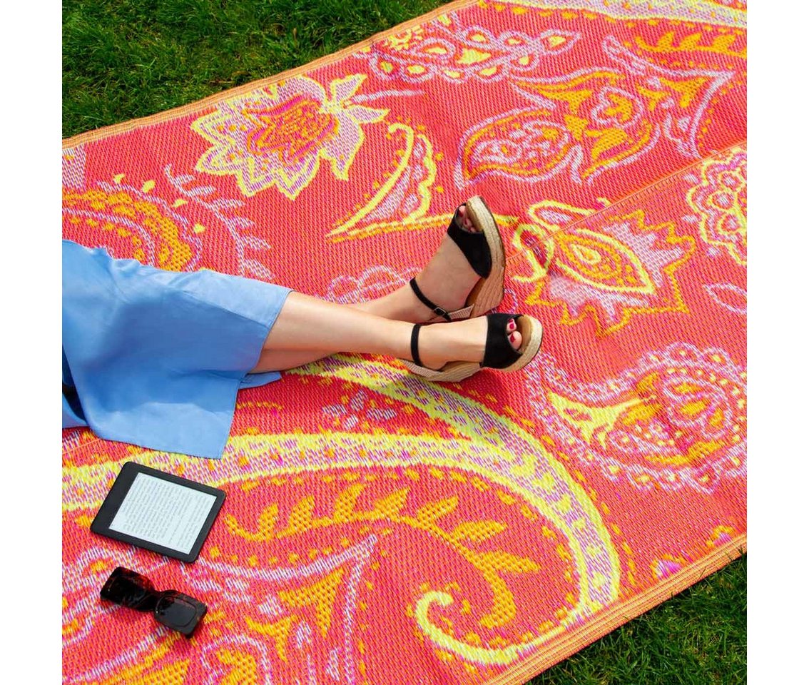 Talking Tables Outdoorteppich Boho Paisley, rechteckig, ca. 180 x 120 cm, Polypropylen (PP), für Freizeit, Balkon oder Terrasse Bild 2