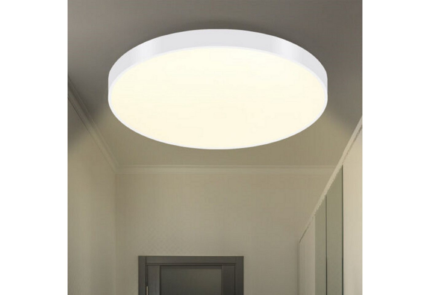 ZMH LED Deckenleuchte Ø21cm 12W Ultraflach 2,5cm, 3000K Rund, LED fest integriert, Warmweiß, Deckenlampe für Flur Schlafzimmer Küche Wohnzimmer Esszimmer Bild 5