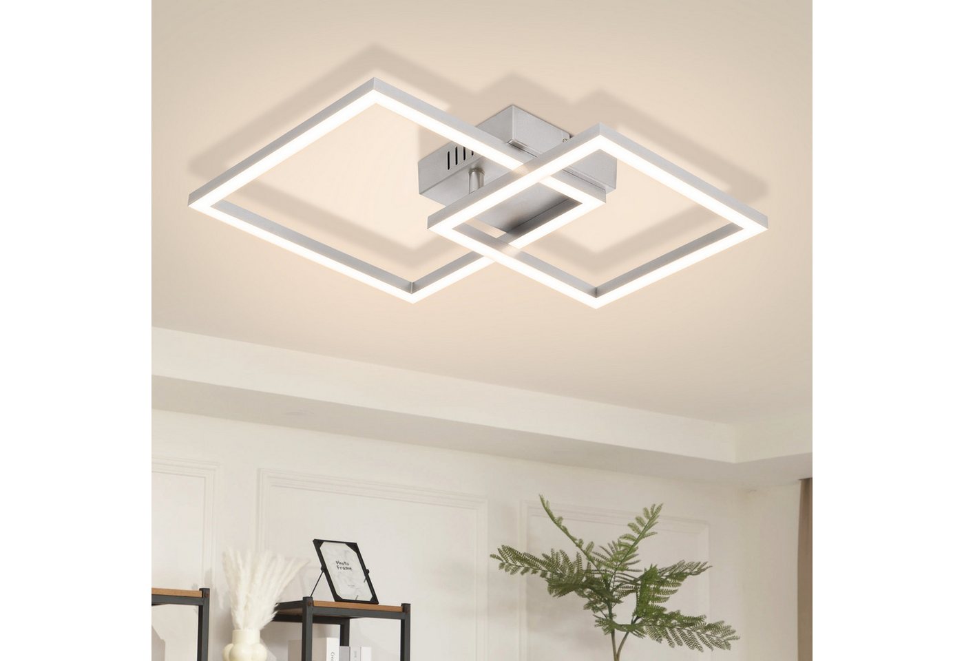 ZMH LED Deckenleuchte Wohnzimmer - Quadratisch Schwarz Eckig 3000K/4000K Deckenlampe Flur, LED fest integriert Bild 3