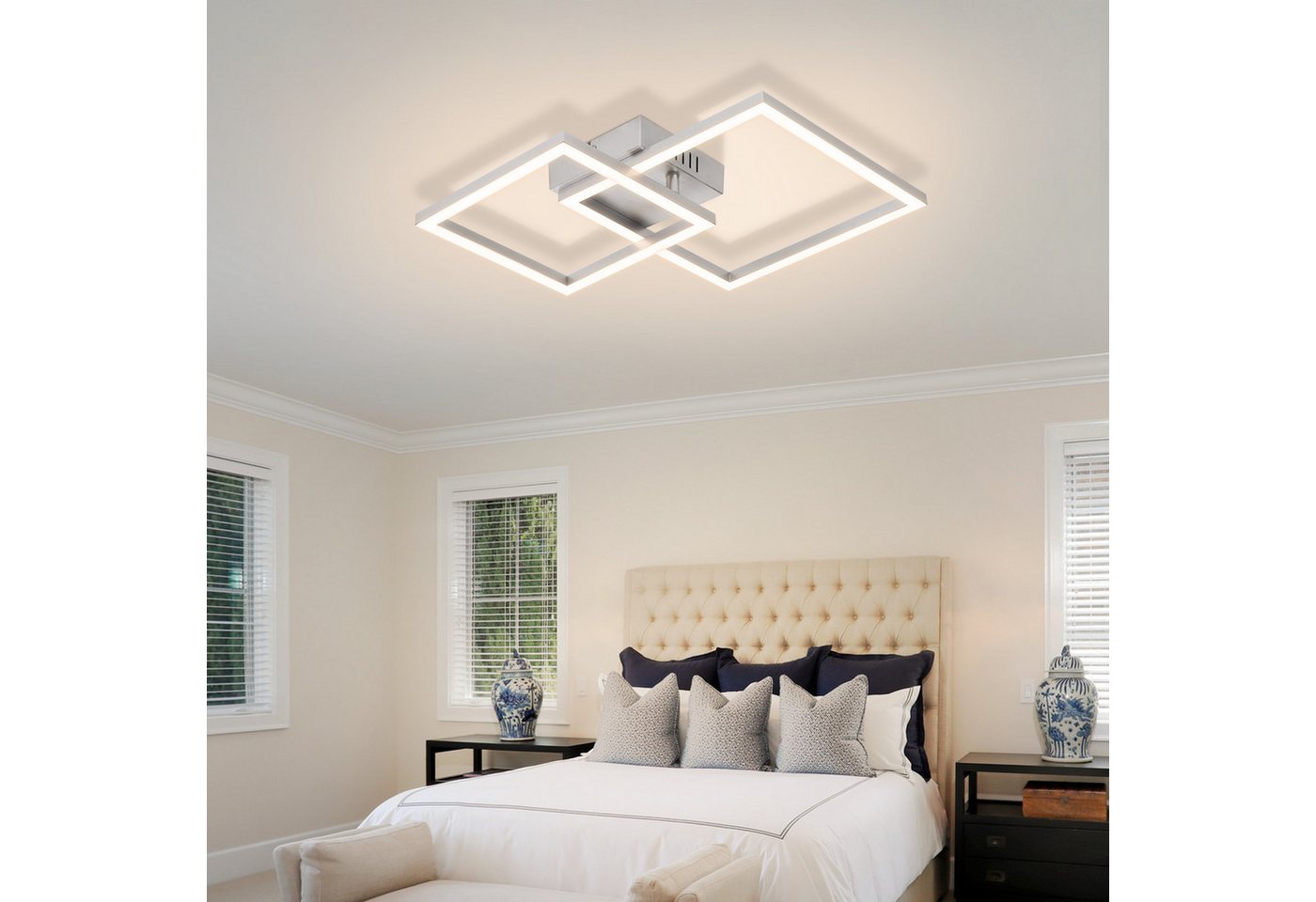 ZMH LED Deckenleuchte Wohnzimmer - Quadratisch Schwarz Eckig 3000K/4000K Deckenlampe Flur, LED fest integriert Bild 5