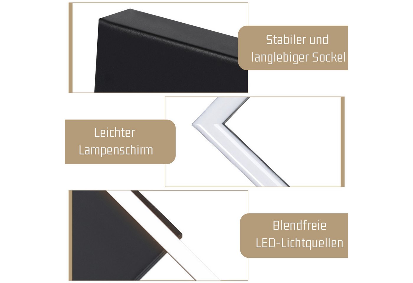 ZMH LED Deckenleuchte Wohnzimmer - Quadratisch Schwarz Eckig 3000K/4000K Deckenlampe Flur, LED fest integriert, Warmweiß Bild 4
