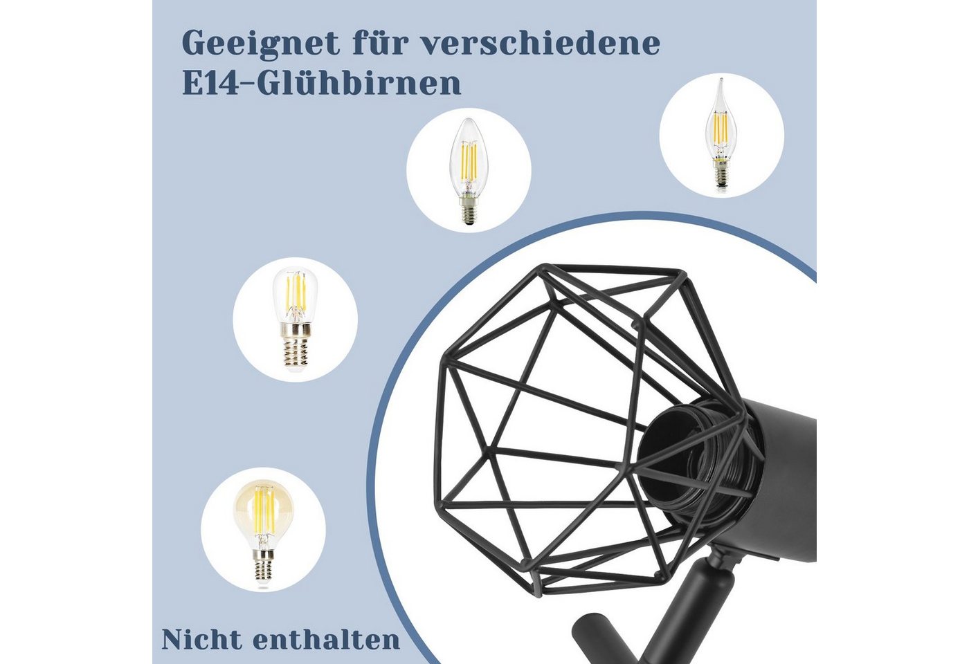 ZMH Deckenleuchten 3/4 Flammig Deckenspots - Weiß/Schwarz Retro Schwenkbar Flur, LED fest integriert Bild 5