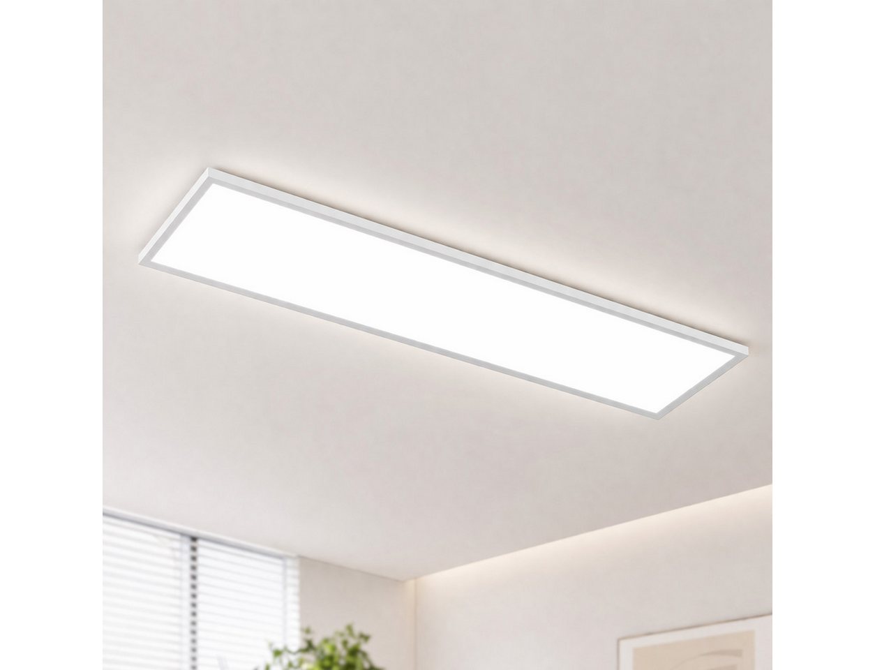 ZMH LED Deckenleuchte LED 3000-6500K dimmbar 100/120cm Schwarz/Weiß Deckenlampe, LED fest integriert, warmweiß, neutralweiß, kaltweiß, 40W Rechteckig 4100LM Timer Memory Bürolampe Bild 5