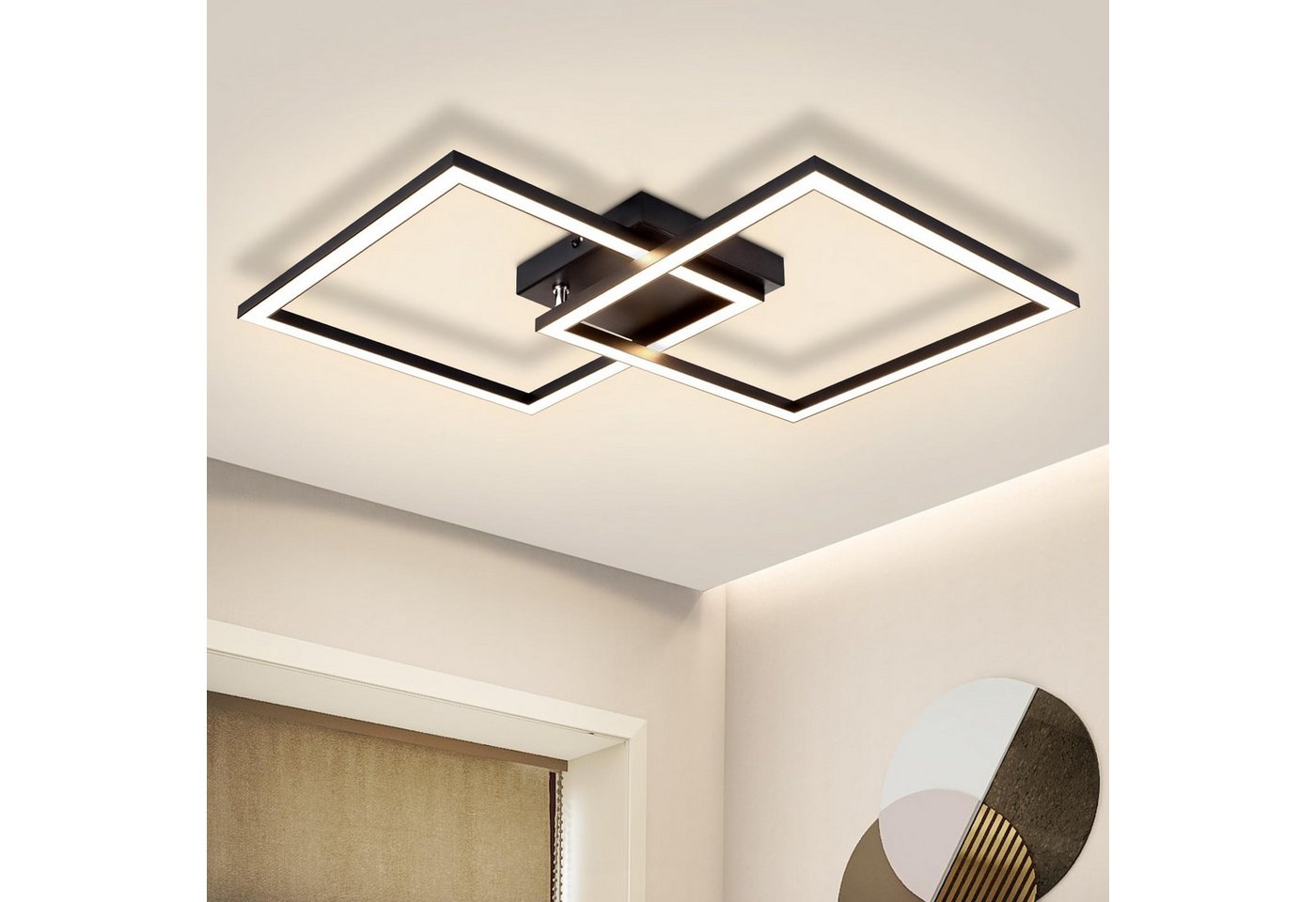 Nettlife LED Deckenleuchte Modern Deckenlampe Wohnzimmerlampe 24W 3000K/4000K, Drehbares, Augenschutz, LED fest integriert, Warmweiß, für Wohnzimmer Küche Flur Büro Bild 2