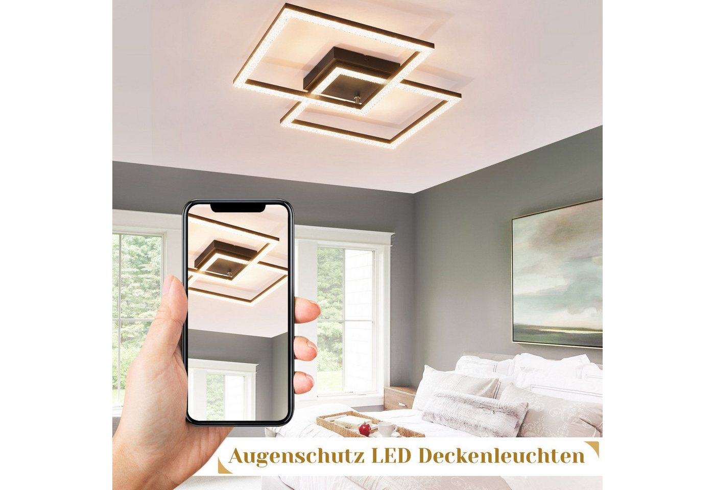 Nettlife LED Deckenleuchte Modern Deckenlampe Wohnzimmerlampe 24W 3000K/4000K, Drehbares, Augenschutz, LED fest integriert, Warmweiß, für Wohnzimmer Küche Flur Büro Bild 3