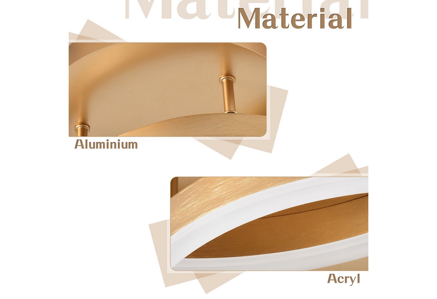 ZMH LED Deckenleuchte Wohnzimmer Modern Gold 2/3/4 Ring Design Deckenlampe Dimmbar, LED fest integriert, 3000-6500K, 82CM aus Acryl 74W Schlafzimmerlampe mit Fernbedienung Küche Bild 5