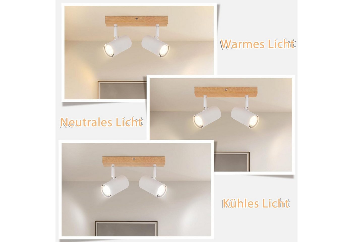 ZMH Deckenstrahler 1/2/3Flammig GU10- Modern Deckenlampe 330°Schwenkbar Wohnzimmer, ohne Leuchtmittel Bild 2