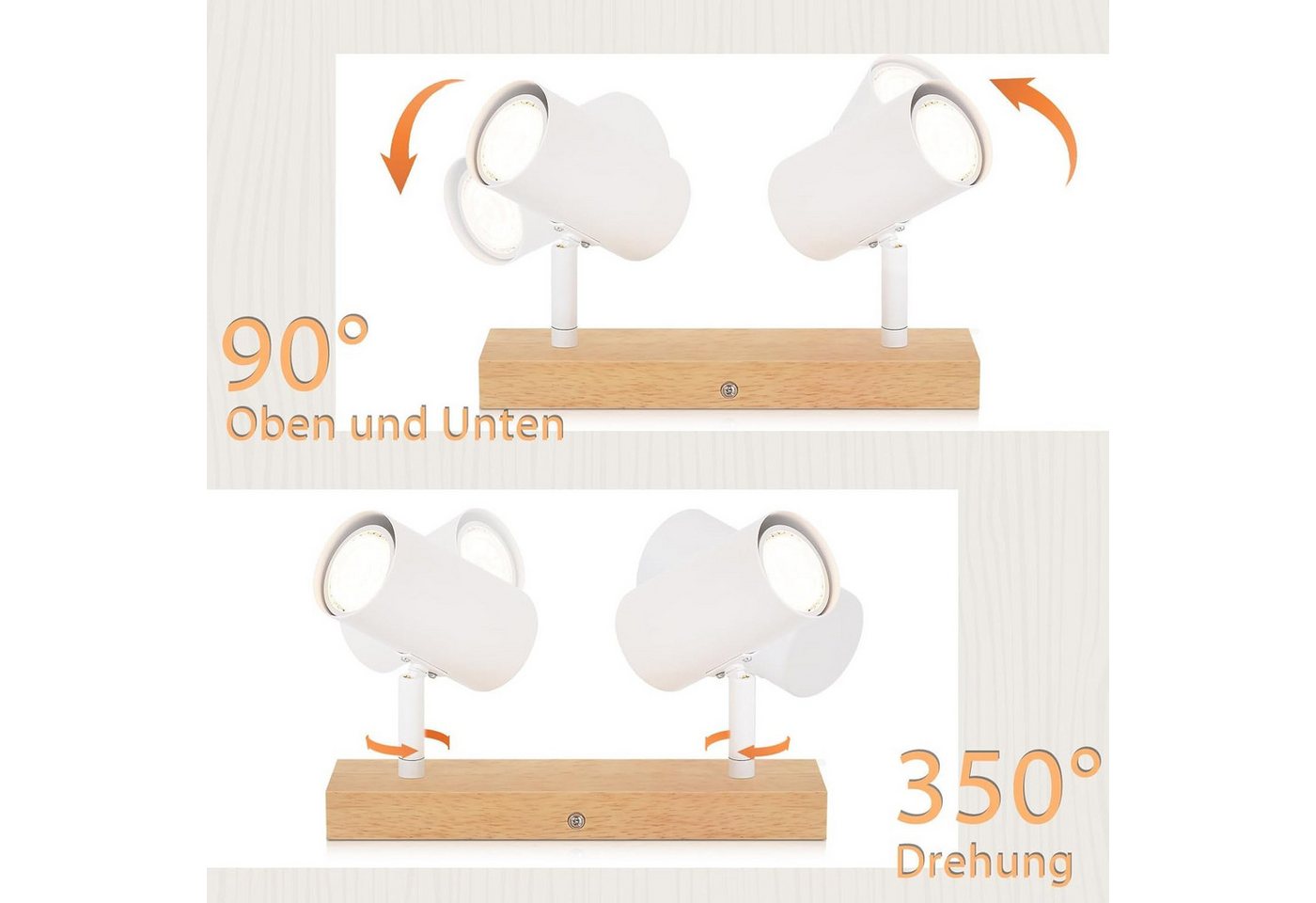 ZMH Deckenstrahler 1/2/3Flammig GU10- Modern Deckenlampe 330°Schwenkbar Wohnzimmer, ohne Leuchtmittel Bild 3