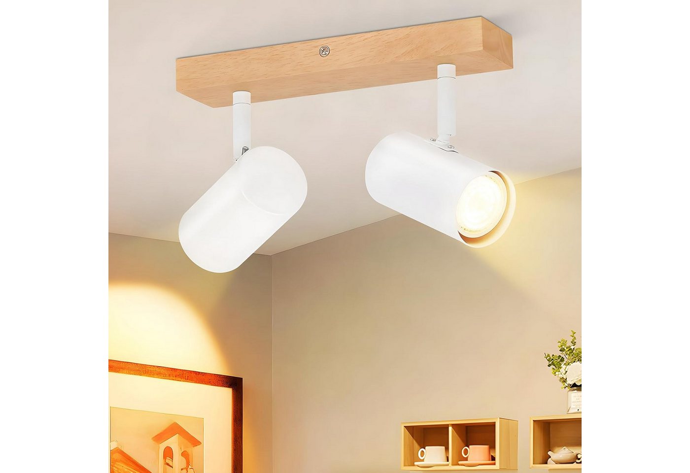 ZMH Deckenstrahler 1/2/3Flammig GU10- Modern Deckenlampe 330°Schwenkbar Wohnzimmer, ohne Leuchtmittel Bild 4