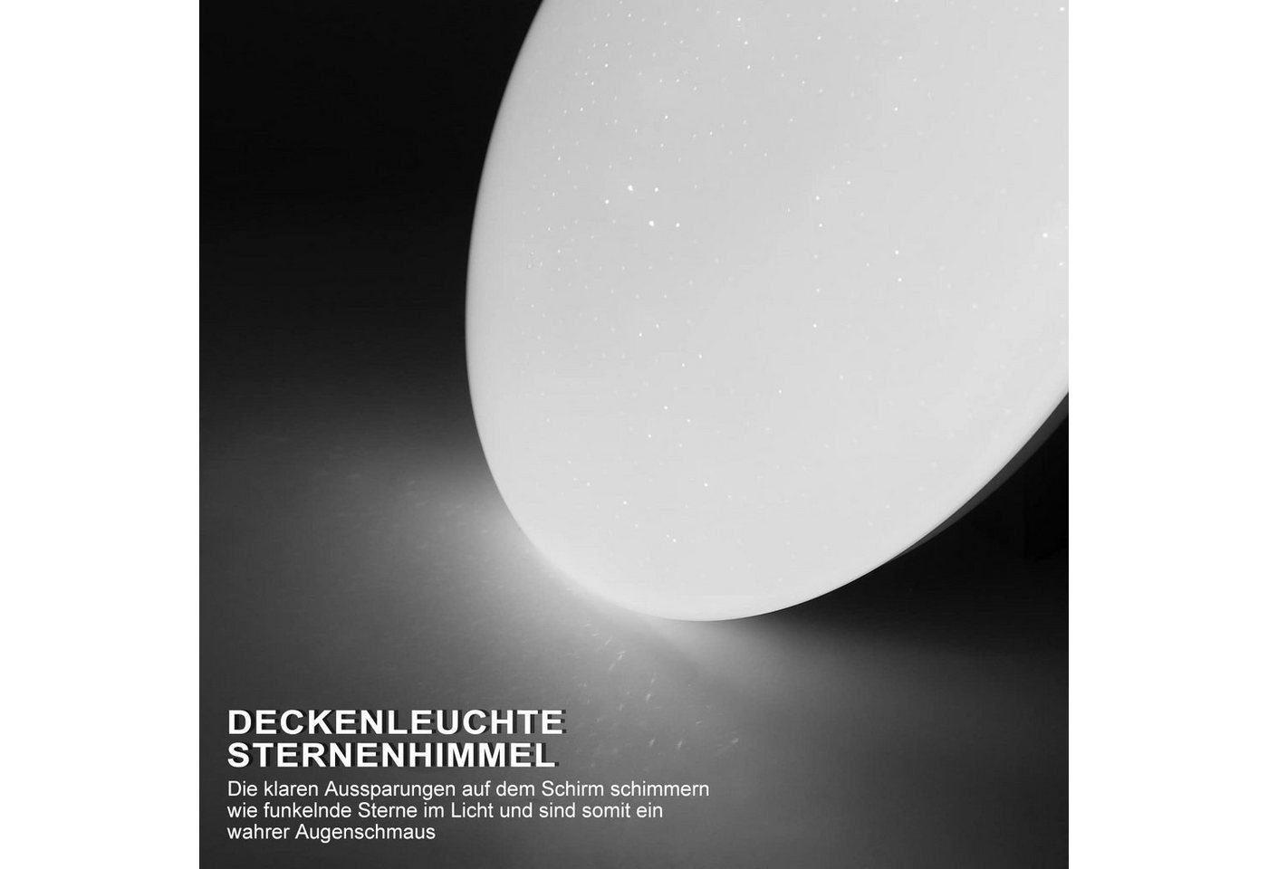 ZMH LED-Sternenhimmel Wohnzimmer Modern Sternenhimmel Deckenlampe Rund/Quadratisch, LED fest integriert, Kaltweiß-6000K, Kinderzimmer Küchenlampe Eckig Flur Küche Bild 2