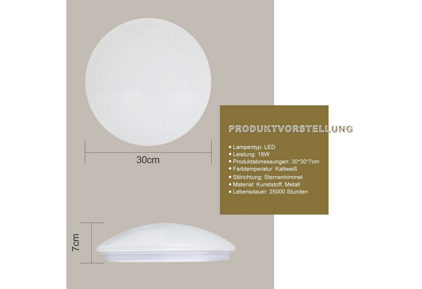 ZMH LED-Sternenhimmel Wohnzimmer Modern Sternenhimmel Deckenlampe Rund/Quadratisch, LED fest integriert, Kaltweiß-6000K, Kinderzimmer Küchenlampe Eckig Flur Küche Bild 3