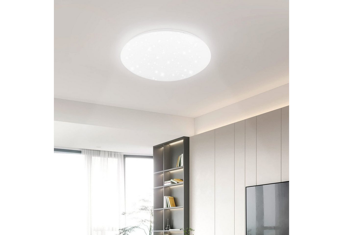 ZMH LED-Sternenhimmel Wohnzimmer Modern Sternenhimmel Deckenlampe Rund/Quadratisch, LED fest integriert, Kaltweiß-6000K, Kinderzimmer Küchenlampe Eckig Flur Küche Bild 4