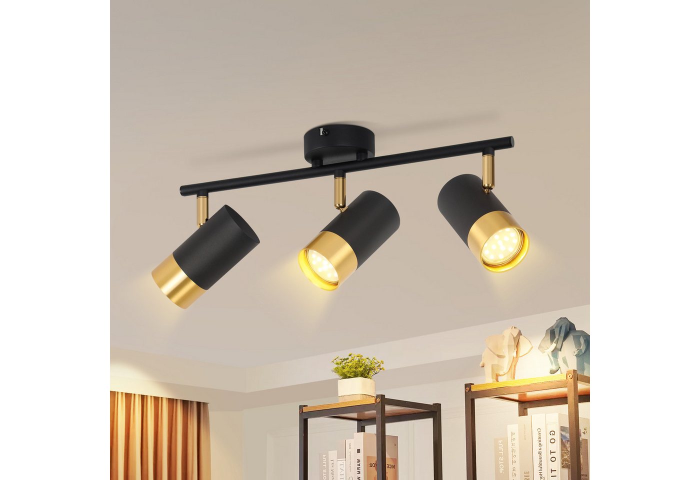 ZMH Deckenstrahler 2/3/4 Flammig-GU10 Schwarz-Gold Modern Deckenlampe für Wohnzimmer, ohne Leuchtmittel Bild 3