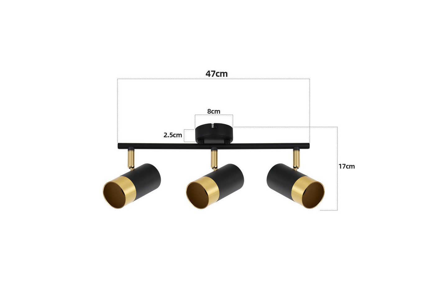 ZMH Deckenstrahler 2/3/4 Flammig-GU10 Schwarz-Gold Modern Deckenlampe für Wohnzimmer, ohne Leuchtmittel Bild 4