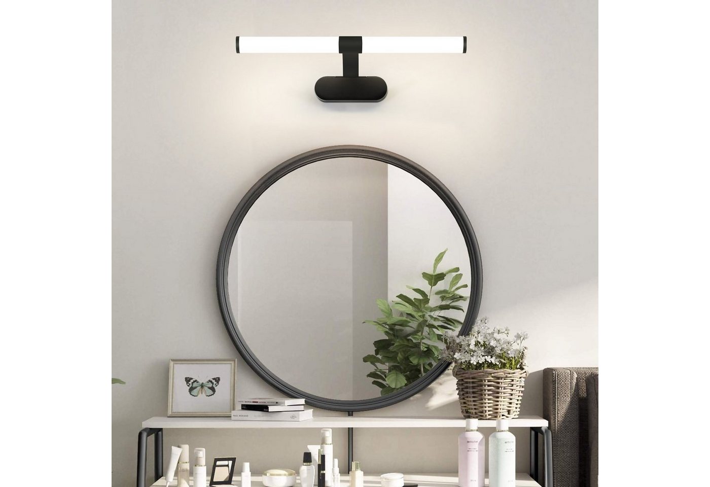 ZMH LED Spiegelleuchte 40CM - Spiegellampe 6W Schlafzimmer, LED fest integriert, Neutralweiß, 4000K lampe Weiß Wandleuchte für Keller Bild 4