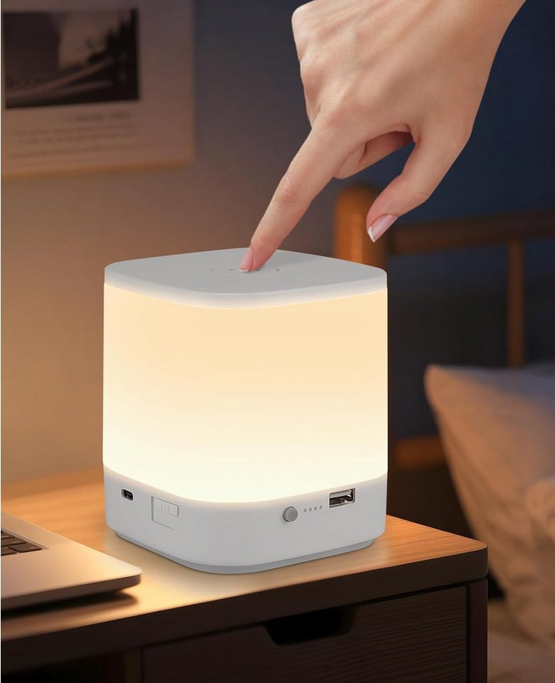 ZMH LED Tischleuchte Akku 1800mAH Touch Dimmbar Nachttischlampe Kabellos Schlafzimmer, LED fest integriert, 3000-6500K, USB Aufladbar mit 3 Farbtemperatur&Timing Funktion Nachtlicht Bild 2