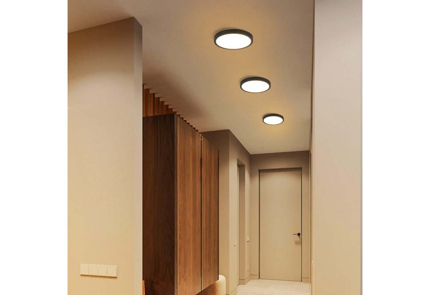 ZMH LED Deckenleuchte Wohnzimmer Ø18/27 Modern Küchenlampe Flur Schlafzimmer, LED fest integriert, Warmweiß, 15W, 3000K, warmweiß, 18×18×2,4cm, kompakt Bild 3