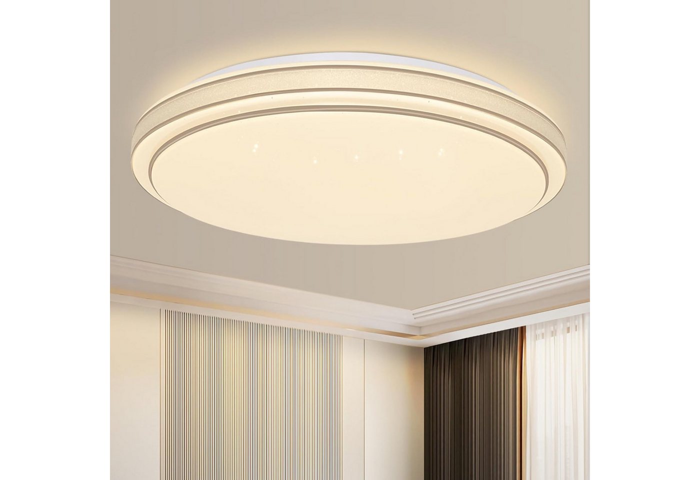 ZMH LED Deckenleuchte Wohnzimmer Ø18/27 Modern Küchenlampe Flur Schlafzimmer, LED fest integriert, Warmweiß, 12W, 3000K, warmweiß, 27×27×6cm