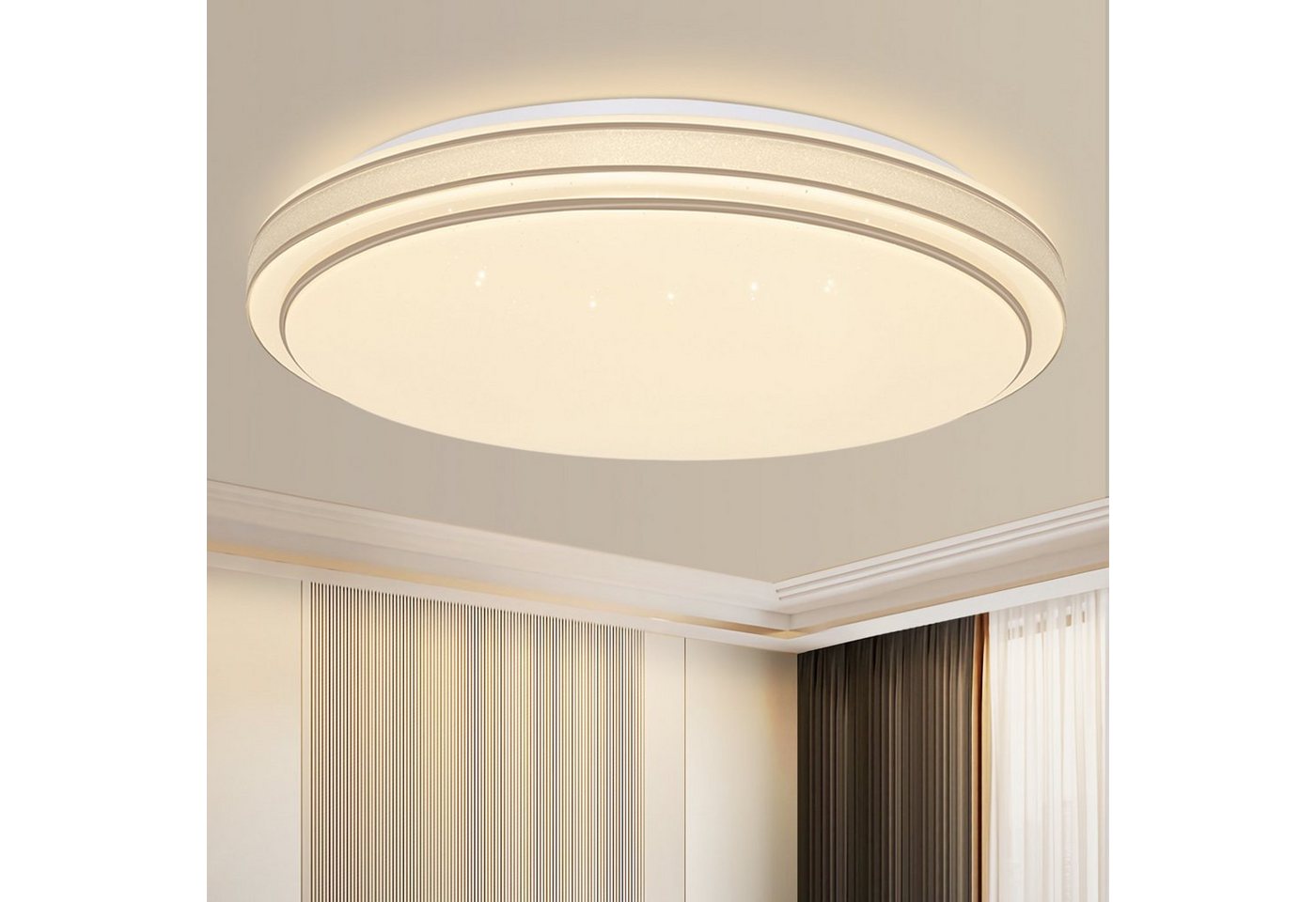 ZMH LED Deckenleuchte Wohnzimmer Ø18/27 Modern Küchenlampe Flur Schlafzimmer, LED fest integriert, Warmweiß, 12W, 3000K, warmweiß, 27×27×6cm Bild 3
