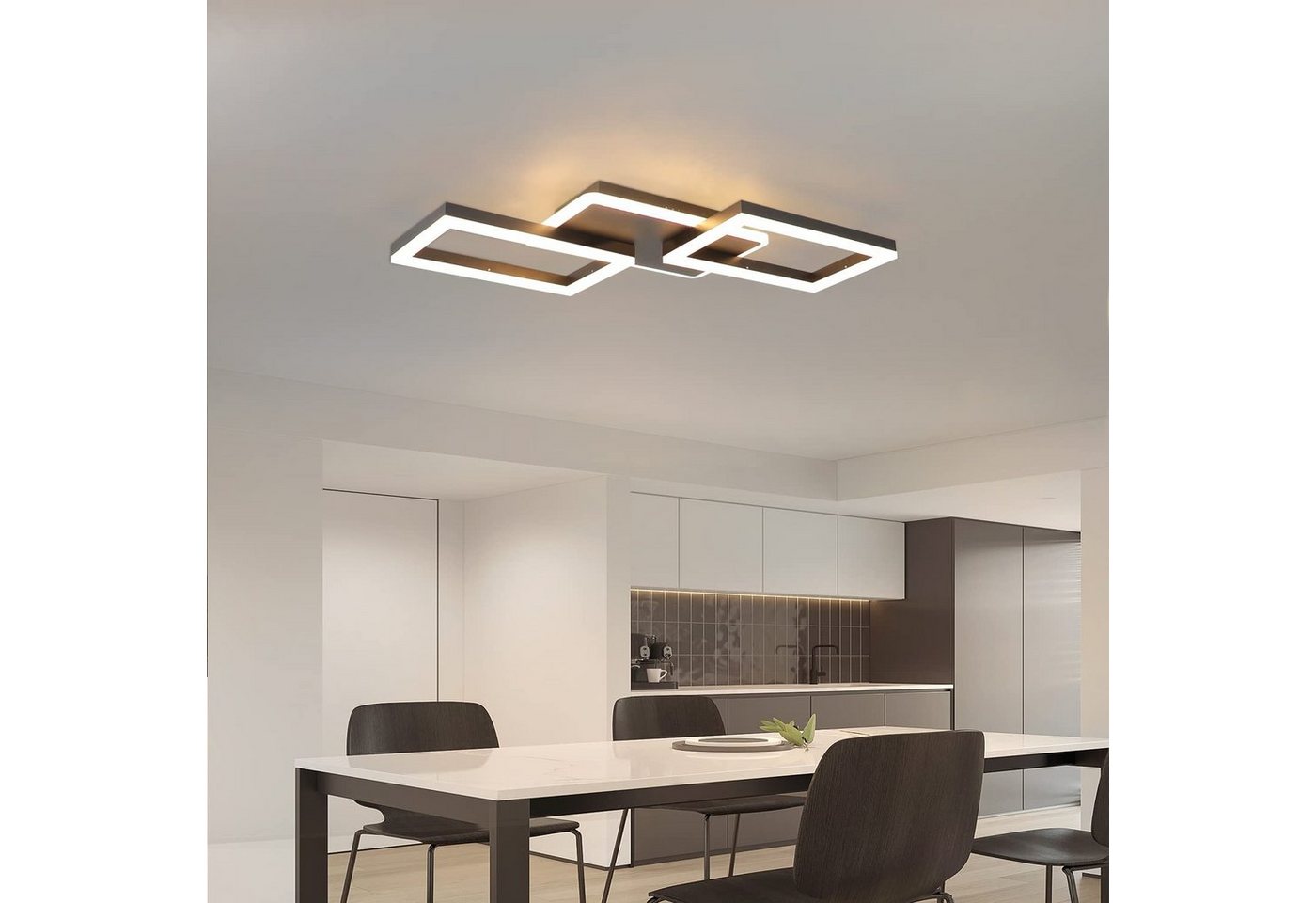 ZMH Deckenleuchten Modernes Rautendesign mit Rahmen 48W/63W Schlafzimmer Dimmbar, LED fest integriert, CCT,Memory-Funktion,Fernbedienung,3000k-6500k Bild 2