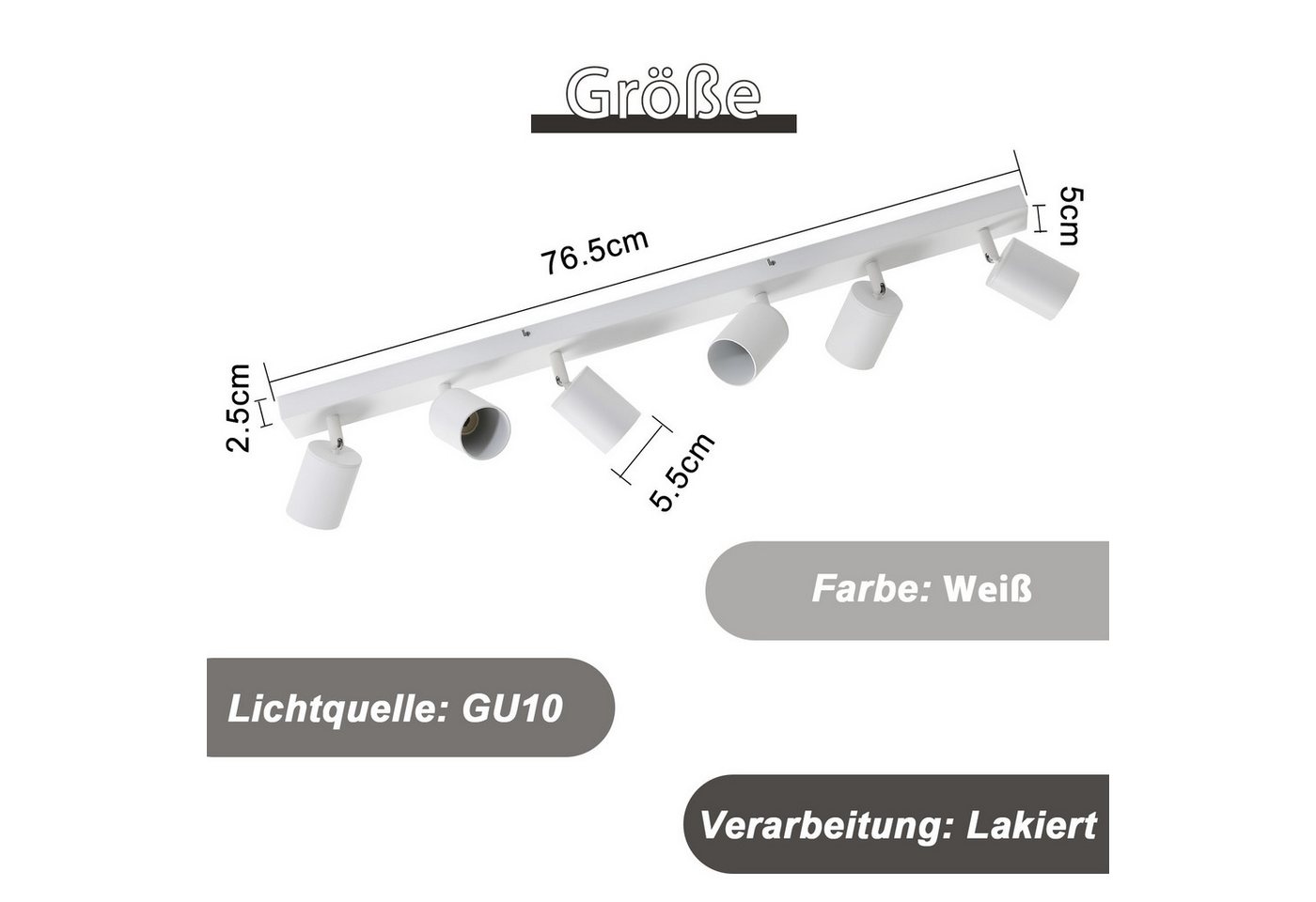 ZMH LED Deckenstrahler Retro Deckenleuchte Weiß/Schwarz -GU10 350°Schwenkbar Schlafzimmer, ohne Leuchtmittel, Modern Flurlampe Industrial Wandstrahler für Wohnzimmer Bild 2