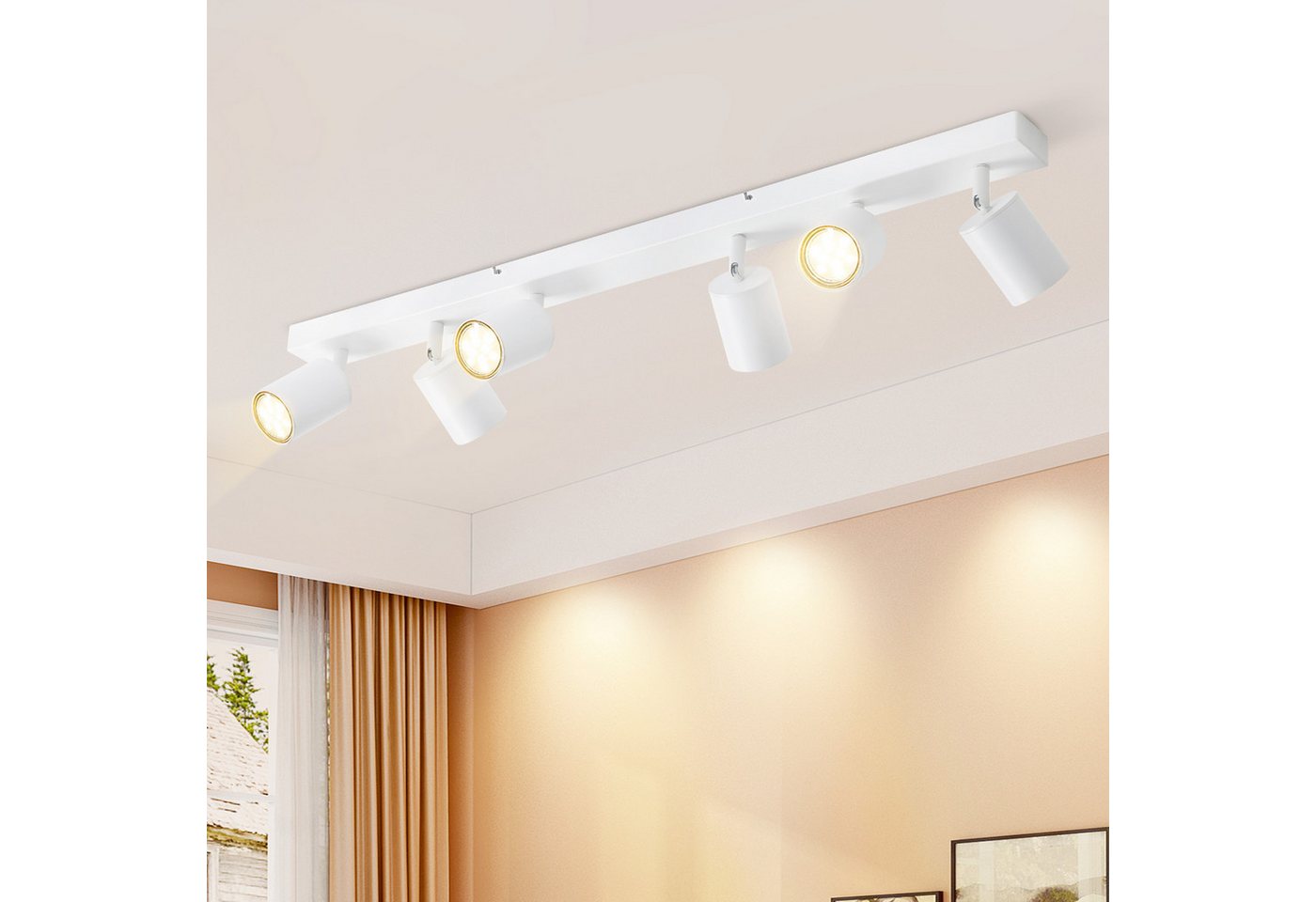 ZMH LED Deckenstrahler Retro Deckenleuchte Weiß/Schwarz -GU10 350°Schwenkbar Schlafzimmer, ohne Leuchtmittel, Modern Flurlampe Industrial Wandstrahler für Wohnzimmer Bild 3
