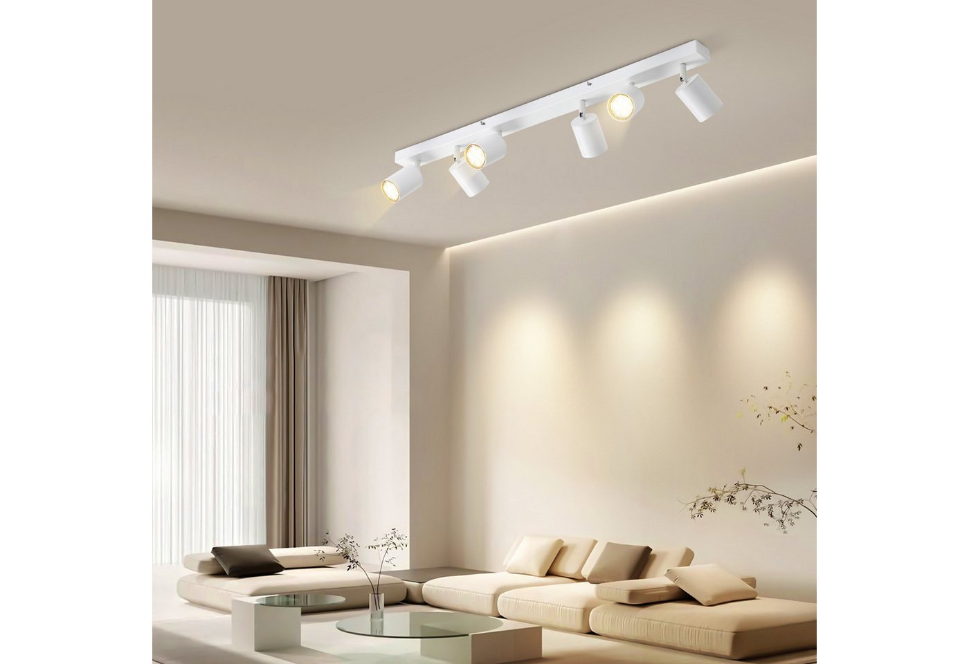 ZMH LED Deckenstrahler Retro Deckenleuchte Weiß/Schwarz -GU10 350°Schwenkbar Schlafzimmer, ohne Leuchtmittel, Modern Flurlampe Industrial Wandstrahler für Wohnzimmer Bild 5