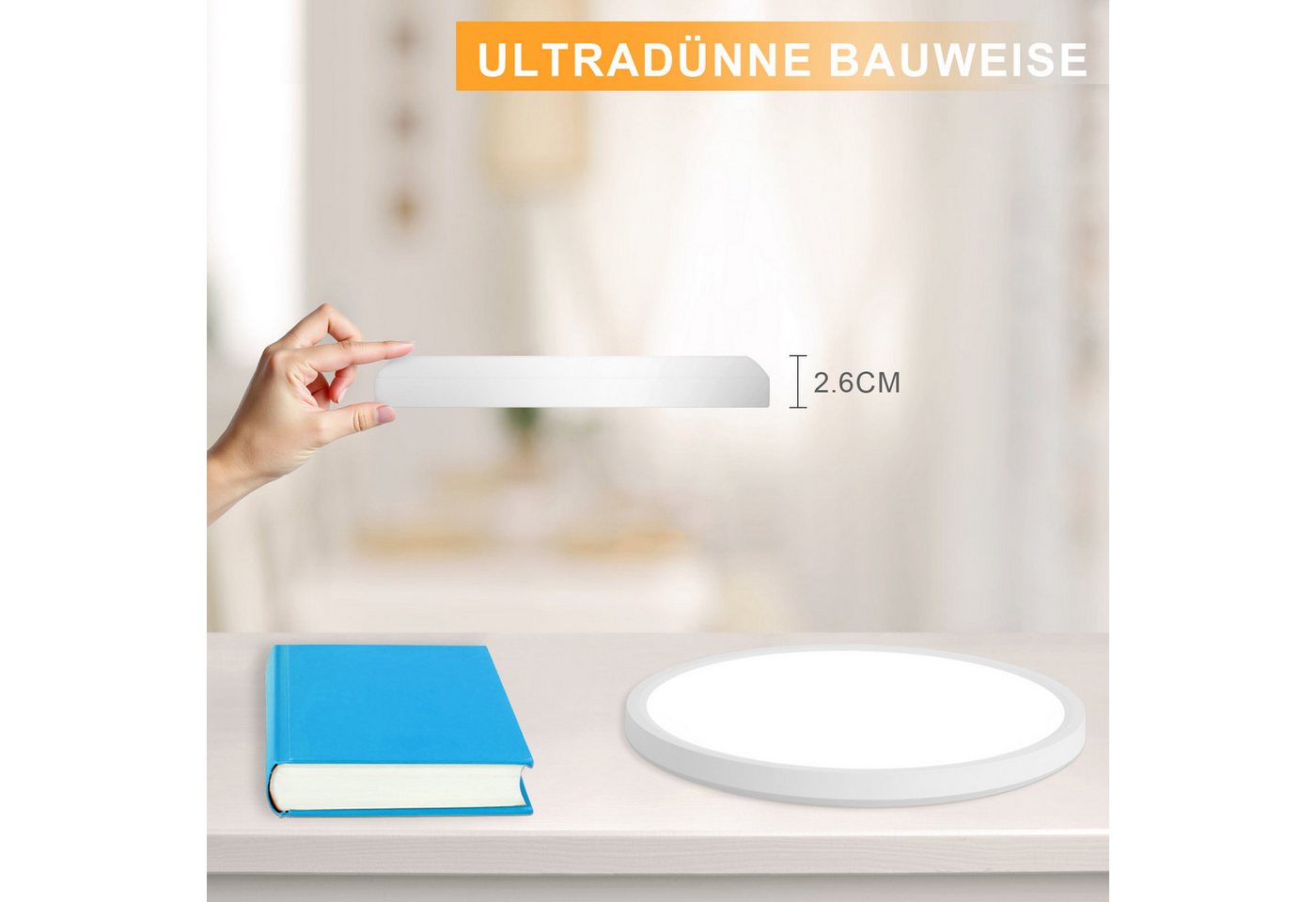 ZMH LED Deckenleuchte Wohnzimmer Ø22/30CM Modern Schwarz/Weiß Rund Deckenlampe Flur, LED fest integriert, Warmweiß, 24W Schlafzimmerlampe 3000K