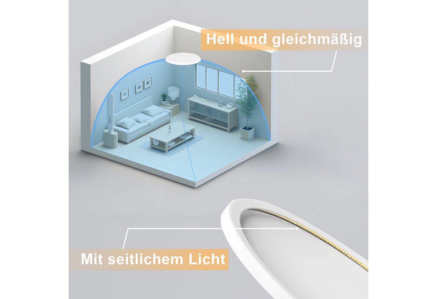 ZMH LED Deckenleuchte Wohnzimmer Ø22/30CM Modern Schwarz/Weiß Rund Deckenlampe Flur, LED fest integriert, Warmweiß, 24W Schlafzimmerlampe 3000K Bild 5