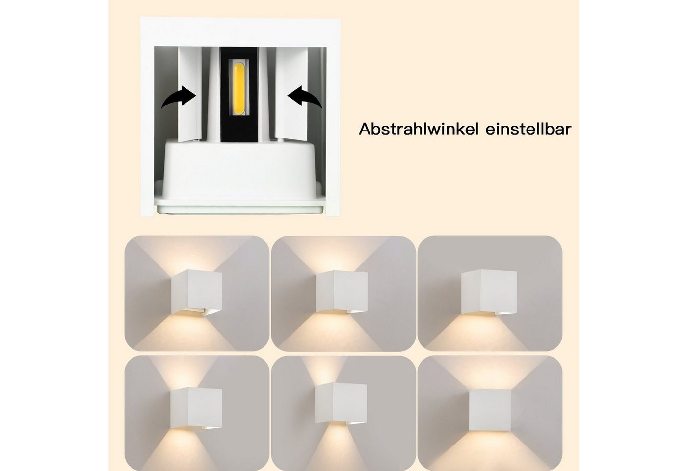 ZMH LED Wandleuchte Innen Flurlampe Innen Wandlampe Aussen Wohnzimmer, Außenwandleuchten, LED fest integriert, 3000k, 5W, UP und Down Bild 2