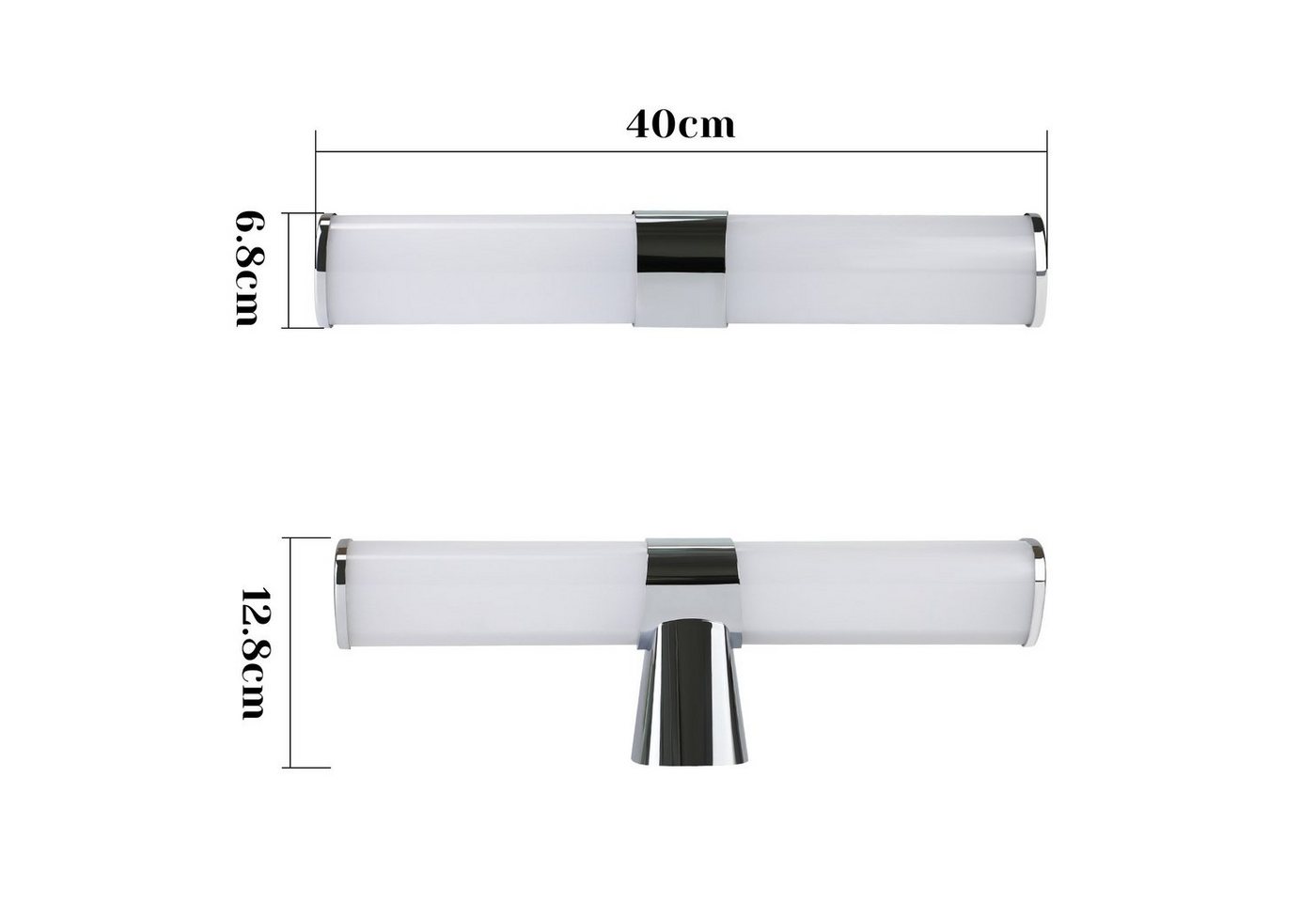 ZMH Spiegelleuchte Spiegellampe - Modern 40/60CM Chrom Schlafzimmer, LED fest integriert, 4000k, Neutralweiß 4000K Feuchtraumleuchte Modern