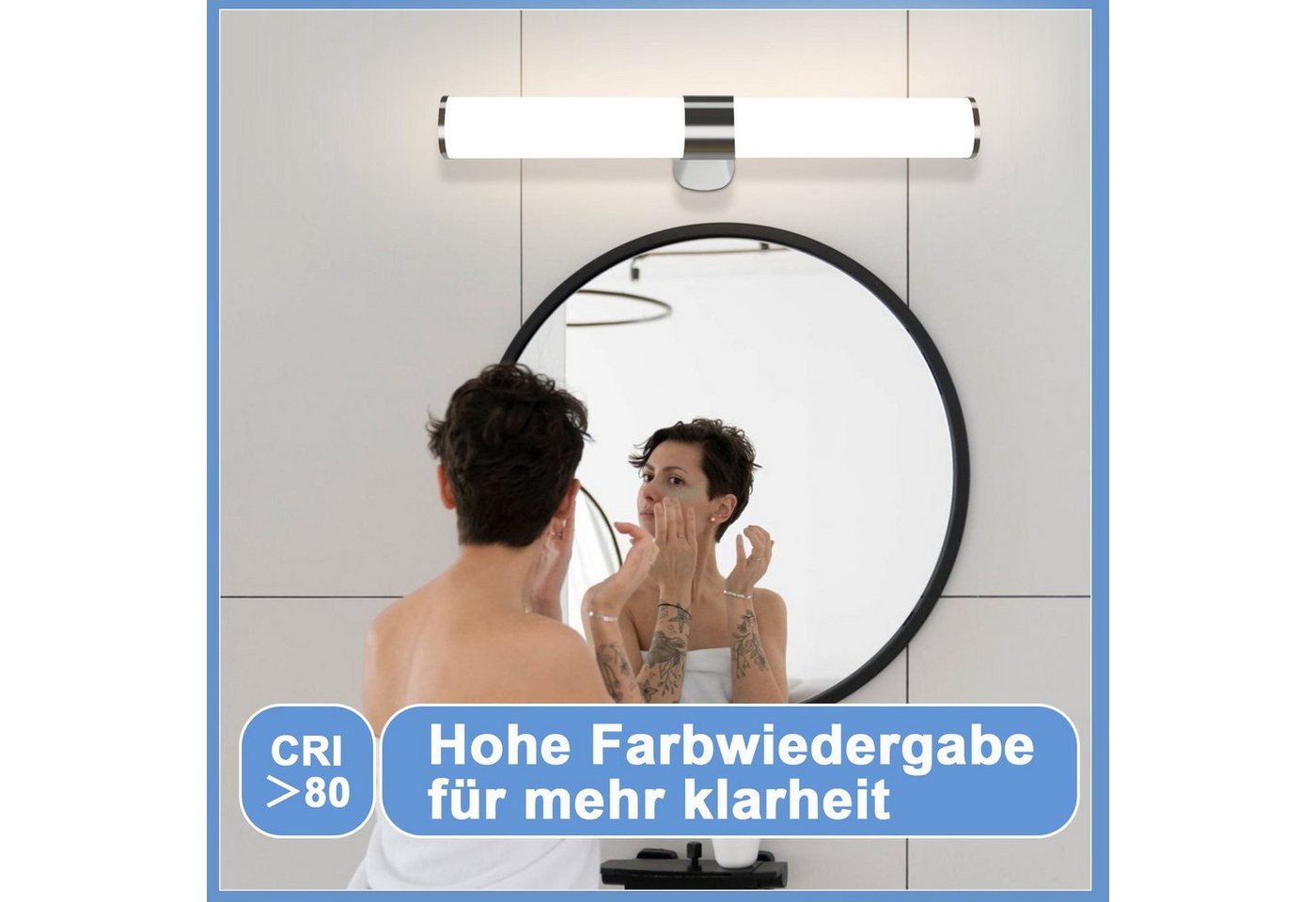 ZMH Spiegelleuchte Spiegellampe - Modern 40/60CM Chrom Schlafzimmer, LED fest integriert, 4000k, Neutralweiß 4000K Feuchtraumleuchte Modern Bild 2