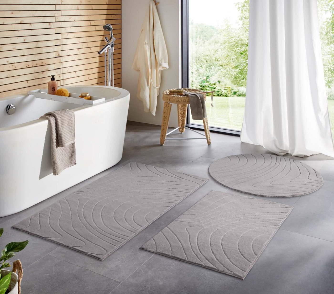 TaraCarpet Teppich TaraCarpet Homestyle 397 Organic, rund, Höhe: 10 mm, Organic hoch-tief weich waschbar grau 80x80 rund Bild 3