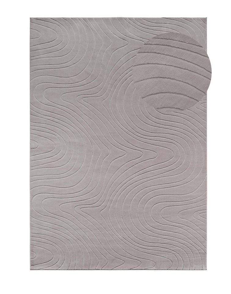 TaraCarpet Teppich TaraCarpet Homestyle 397 Organic, rund, Höhe: 10 mm, Organic hoch-tief weich waschbar grau 80x80 rund Bild 5