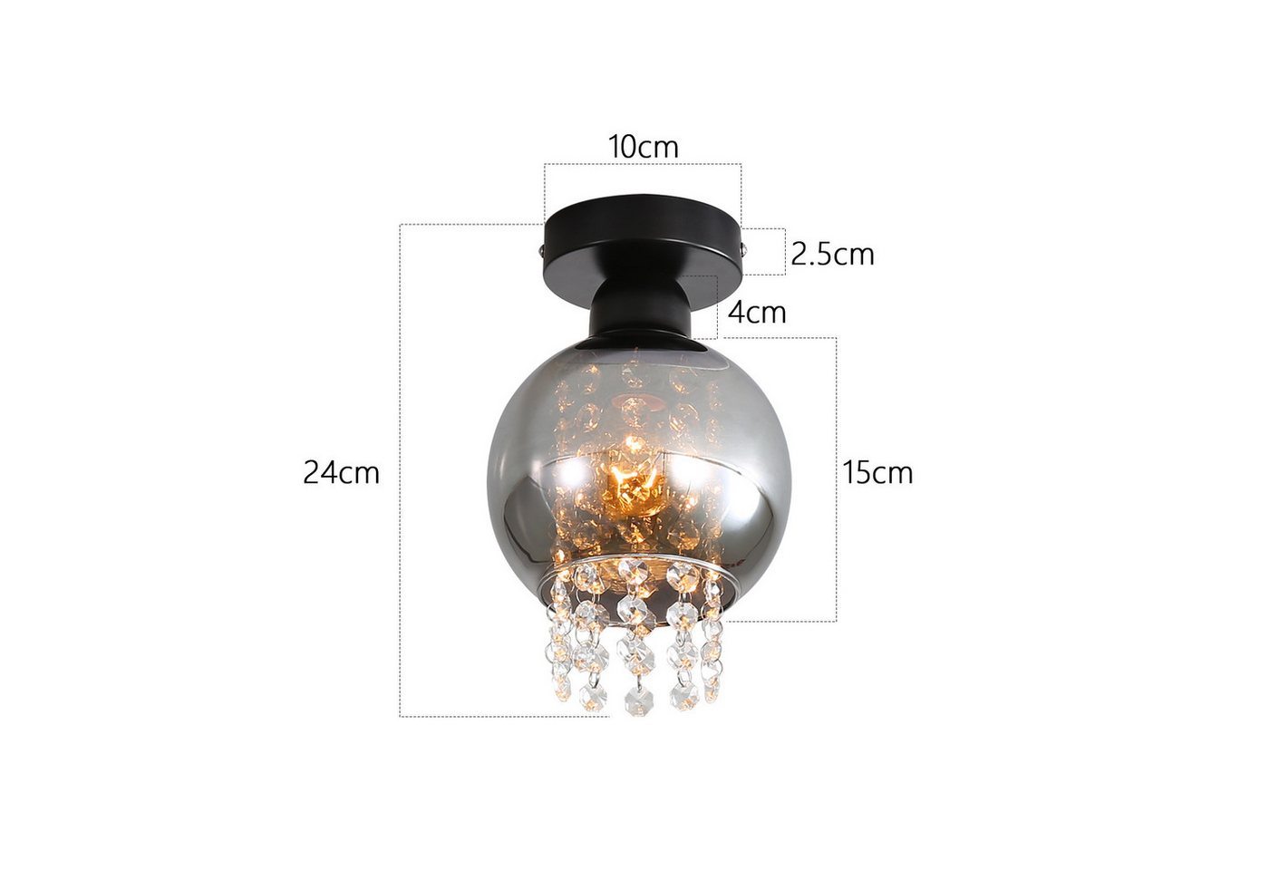 ZMH Deckenleuchte Wohnzimmer 1/3 Flammig Rauchgrau Modern Glas E27 Schlafzimmer Flur, ohne Leuchtmittel, 1 Flammig Deckenbeleuchtung Esszimmer Kugel Küchenlampe Bild 3