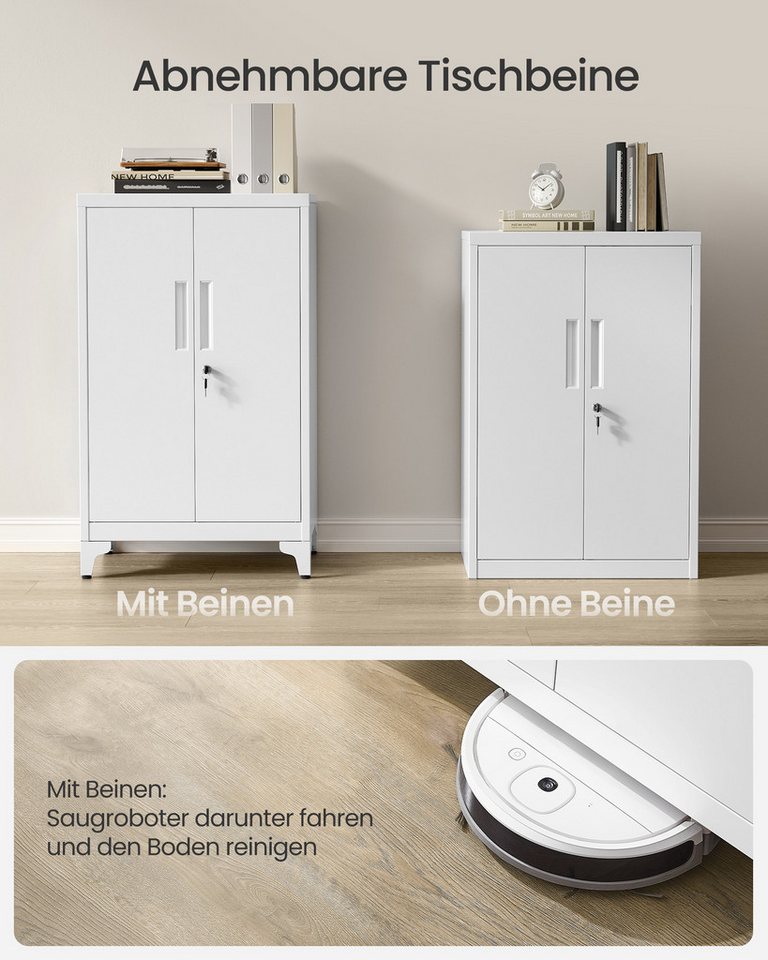 SONGMICS Aktenschrank Aktenschrank Mehrzweckschrank abschließbar mit 2 Türen für Arbeitszimmer, Wohnzimmer, Büroschrank, Schrank