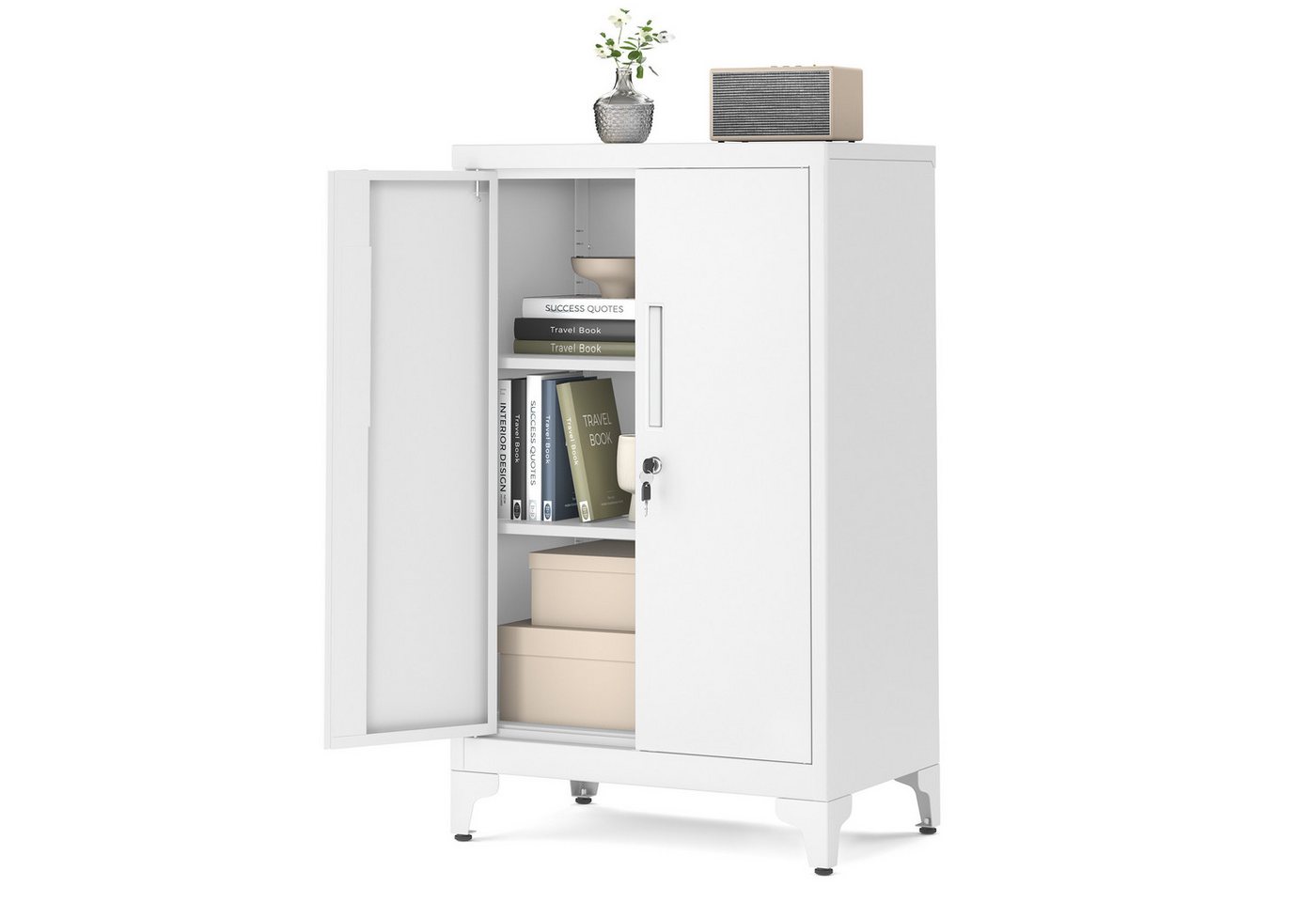SONGMICS Aktenschrank Aktenschrank Mehrzweckschrank abschließbar mit 2 Türen für Arbeitszimmer, Wohnzimmer, Büroschrank, Schrank Bild 2