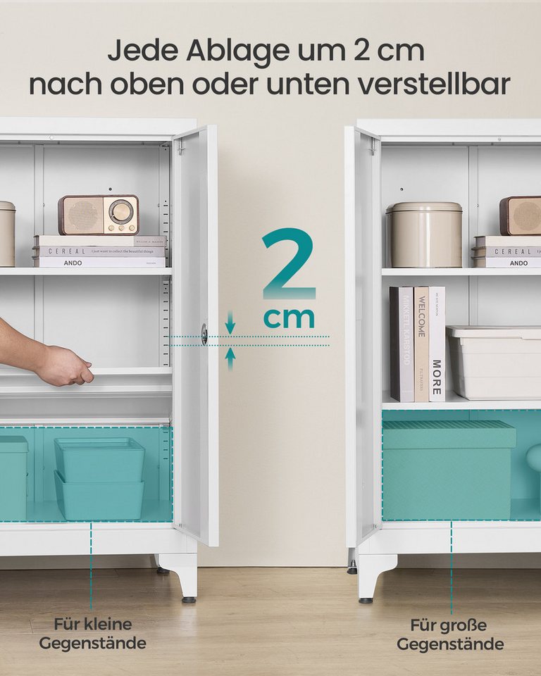 SONGMICS Aktenschrank Aktenschrank Mehrzweckschrank abschließbar mit 2 Türen für Arbeitszimmer, Wohnzimmer, Büroschrank, Schrank Bild 3