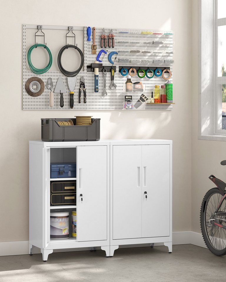 SONGMICS Aktenschrank Aktenschrank Mehrzweckschrank abschließbar mit 2 Türen für Arbeitszimmer, Wohnzimmer, Büroschrank, Schrank Bild 4
