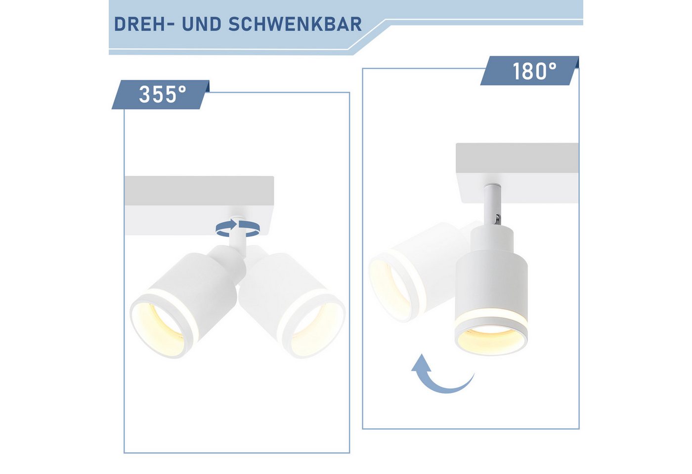 ZMH Deckenstrahler 6 Flammig Schwenkbar355° Deckenspots Küchenlampe für Büro, ohne Leuchtmittel, Flurlampe GU10 Deckenlampe Strahler Esszimmer