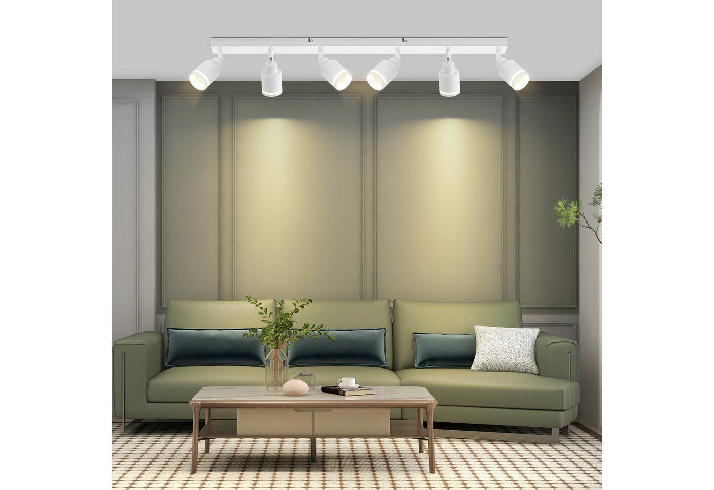 ZMH Deckenstrahler 6 Flammig Schwenkbar355° Deckenspots Küchenlampe für Büro, ohne Leuchtmittel, Flurlampe GU10 Deckenlampe Strahler Esszimmer Bild 2