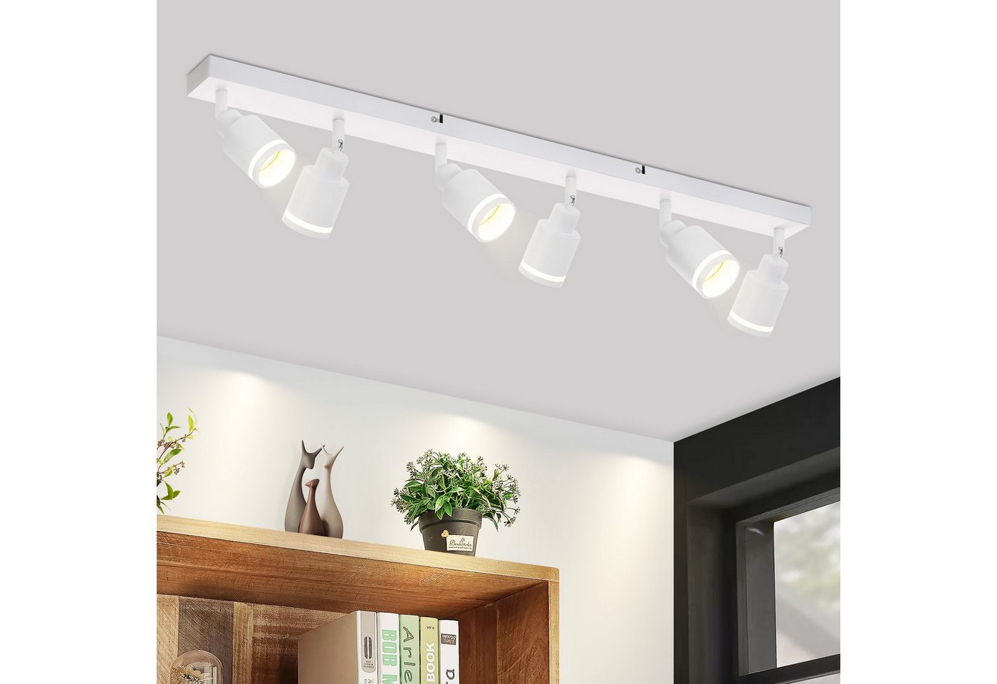 ZMH Deckenstrahler 6 Flammig Schwenkbar355° Deckenspots Küchenlampe für Büro, ohne Leuchtmittel, Flurlampe GU10 Deckenlampe Strahler Esszimmer Bild 5