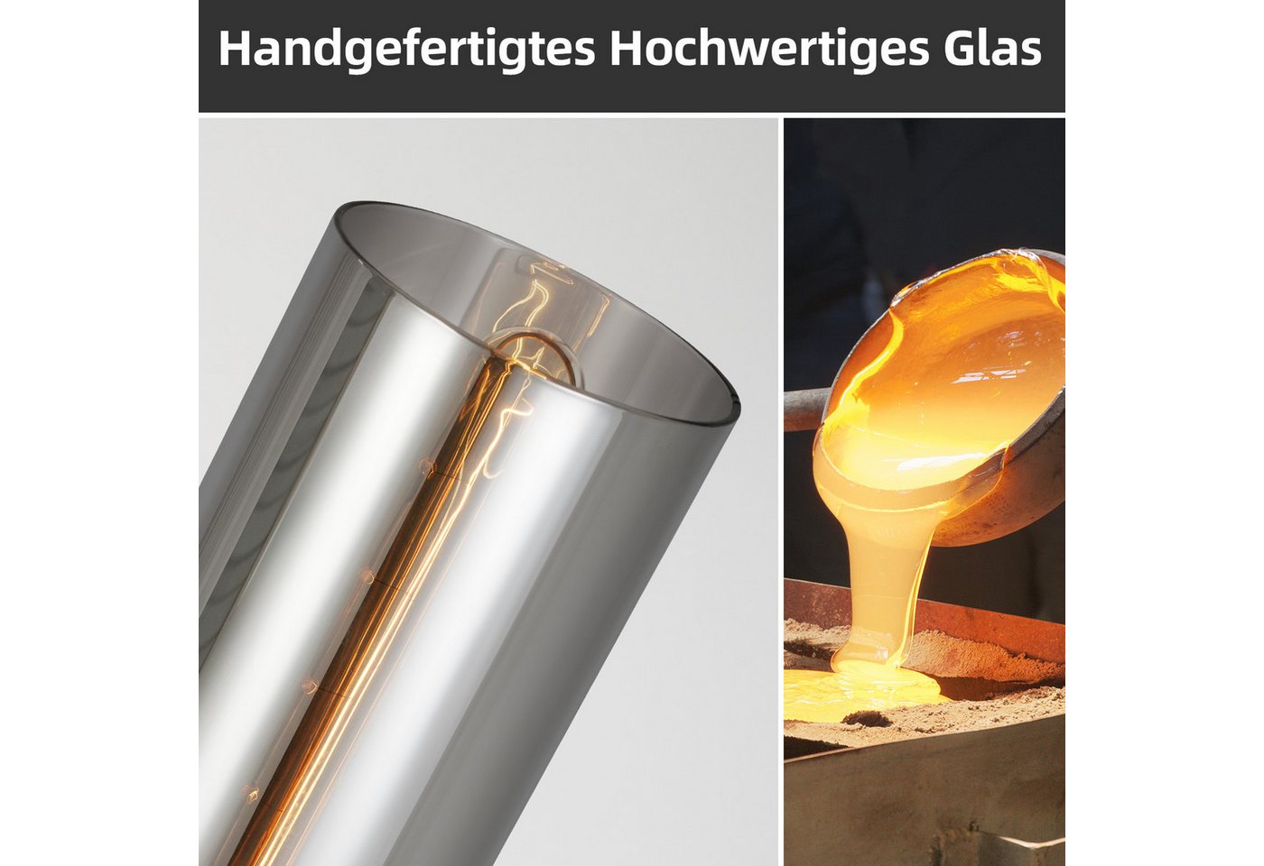 ZMH Pendelleuchte Esszimmer Schwarz - 3 Flammig E27 Glas Hängeleuchte für Wohnzimmer, ohne Leuchtmittel, 120CM Höhenverstellbar Esstischlampe für Küche Schlafzimmer Bild 5