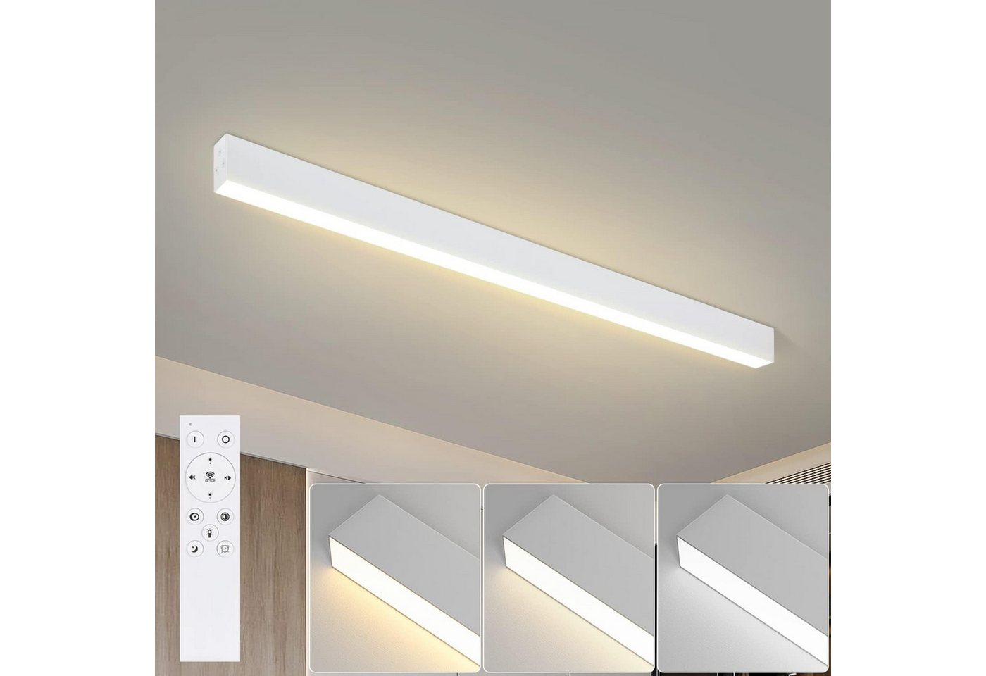 ZMH Deckenleuchten Wohnzimmer Modern Dimmbar Bürolampe Decke Mit Fernbedienung, LED fest integriert, LED fest integriert Bild 2