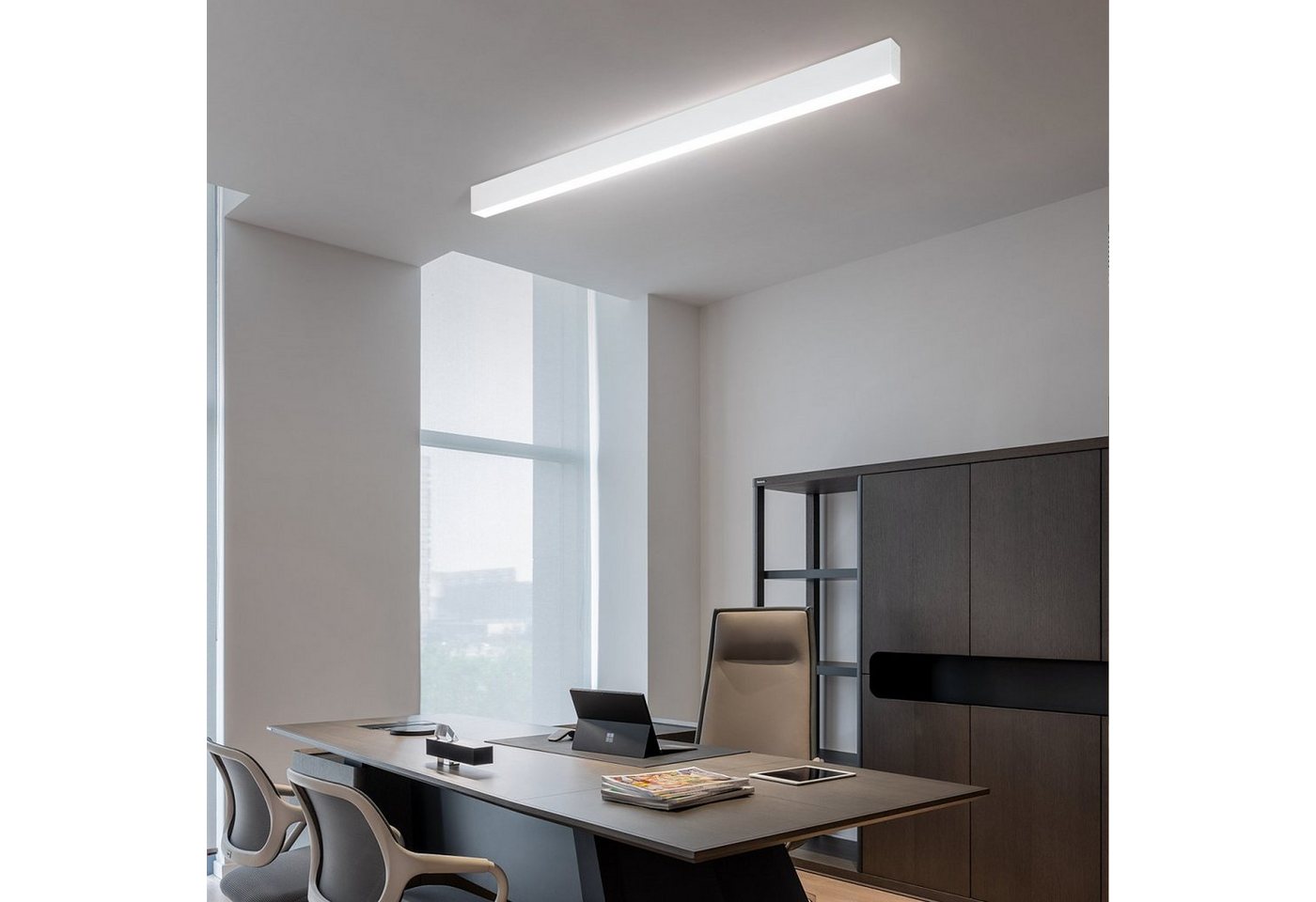 ZMH Deckenleuchten Wohnzimmer Modern Dimmbar Bürolampe Decke Mit Fernbedienung, LED fest integriert, LED fest integriert Bild 3