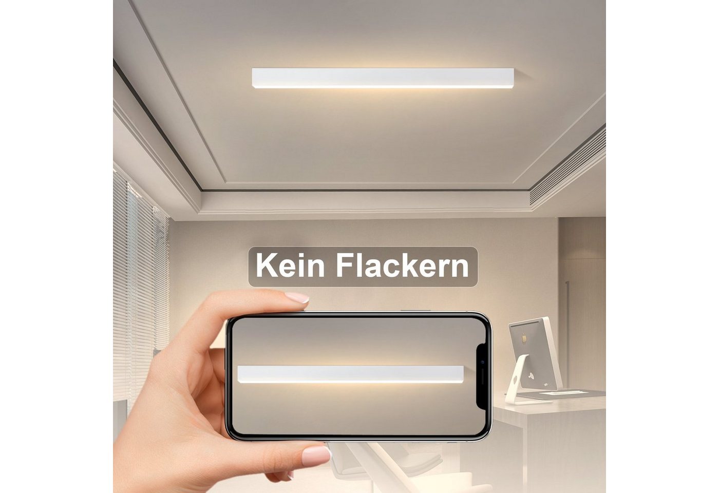 ZMH Deckenleuchten Wohnzimmer Modern Dimmbar Bürolampe Decke Mit Fernbedienung, LED fest integriert, LED fest integriert Bild 5