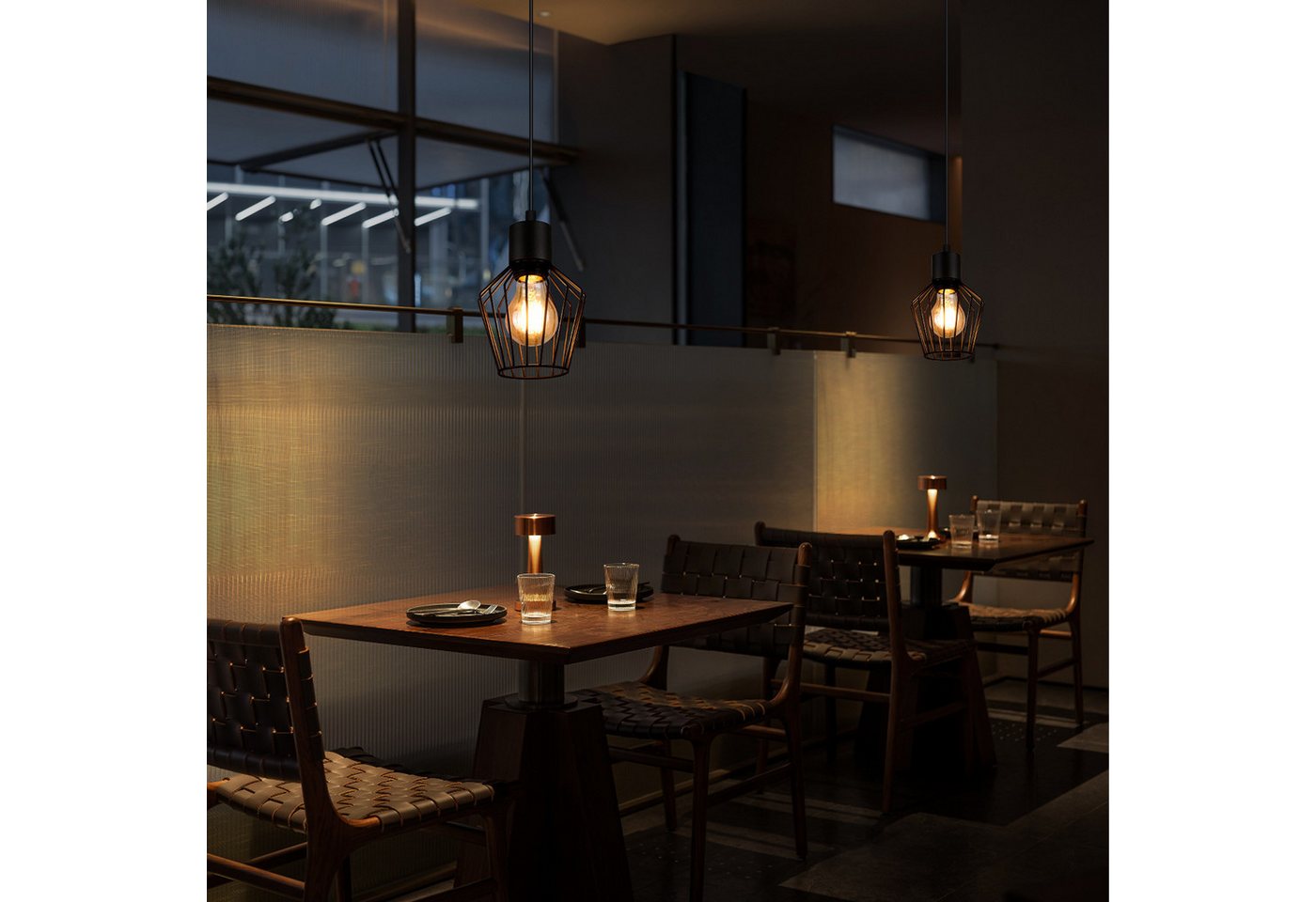 ZMH Pendelleuchte Esszimmer Schwarz 1 Flammig Industrie Esstisch Hängend Lampe für Küche, Robuste Struktur, ohne Leuchtmittel, Einstellbare Länge MAX. 40W Schlafzimmer Cafe Bild 2