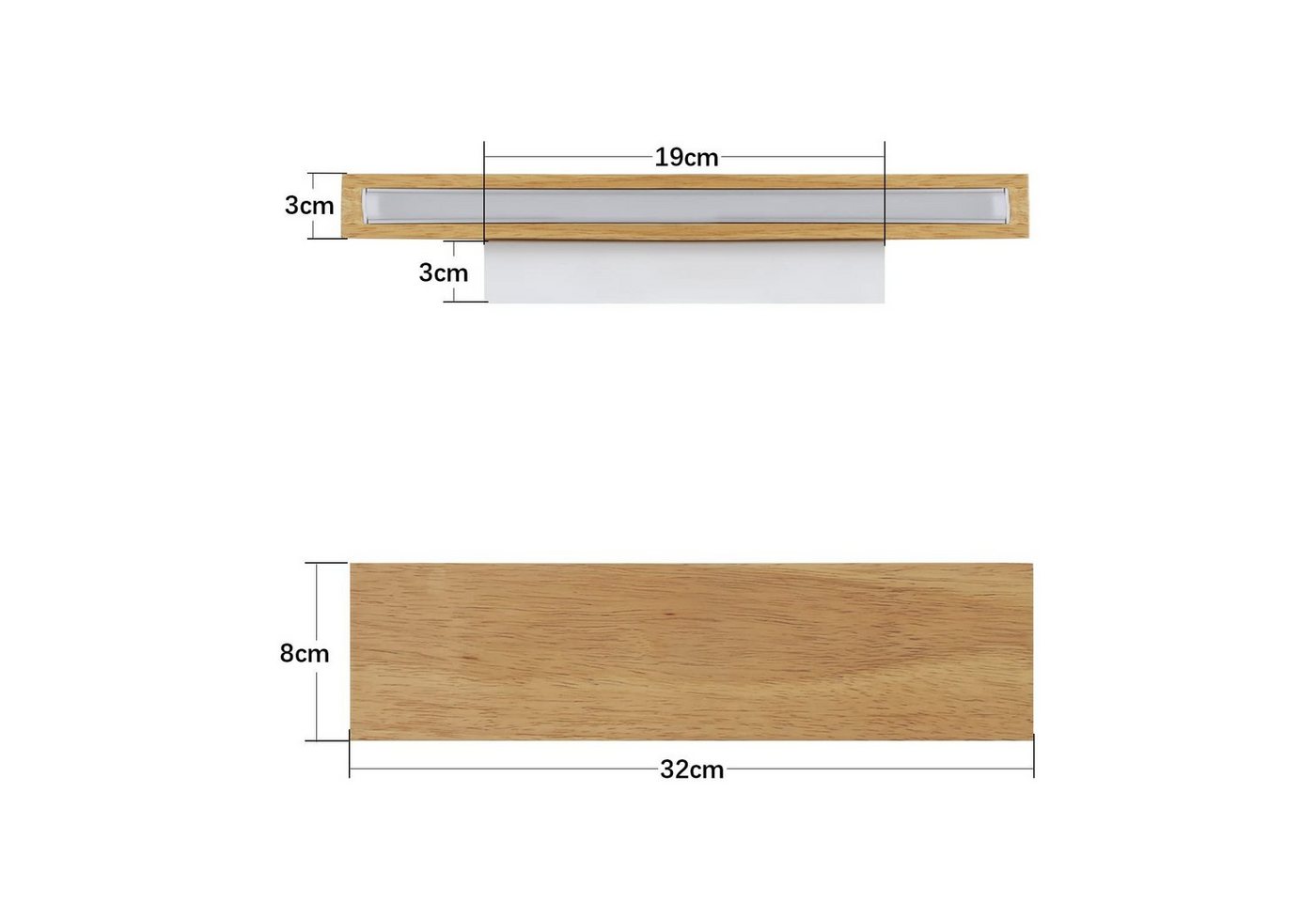 Nettlife LED Wandleuchte Holz 3000K Wandbeleuchtung Modern 32/52/100 cm, Drehbar 330 °, LED fest integriert, Warmweiß, Wohnzimmer Schlafzimmer Flur Treppenhaus Bild 3